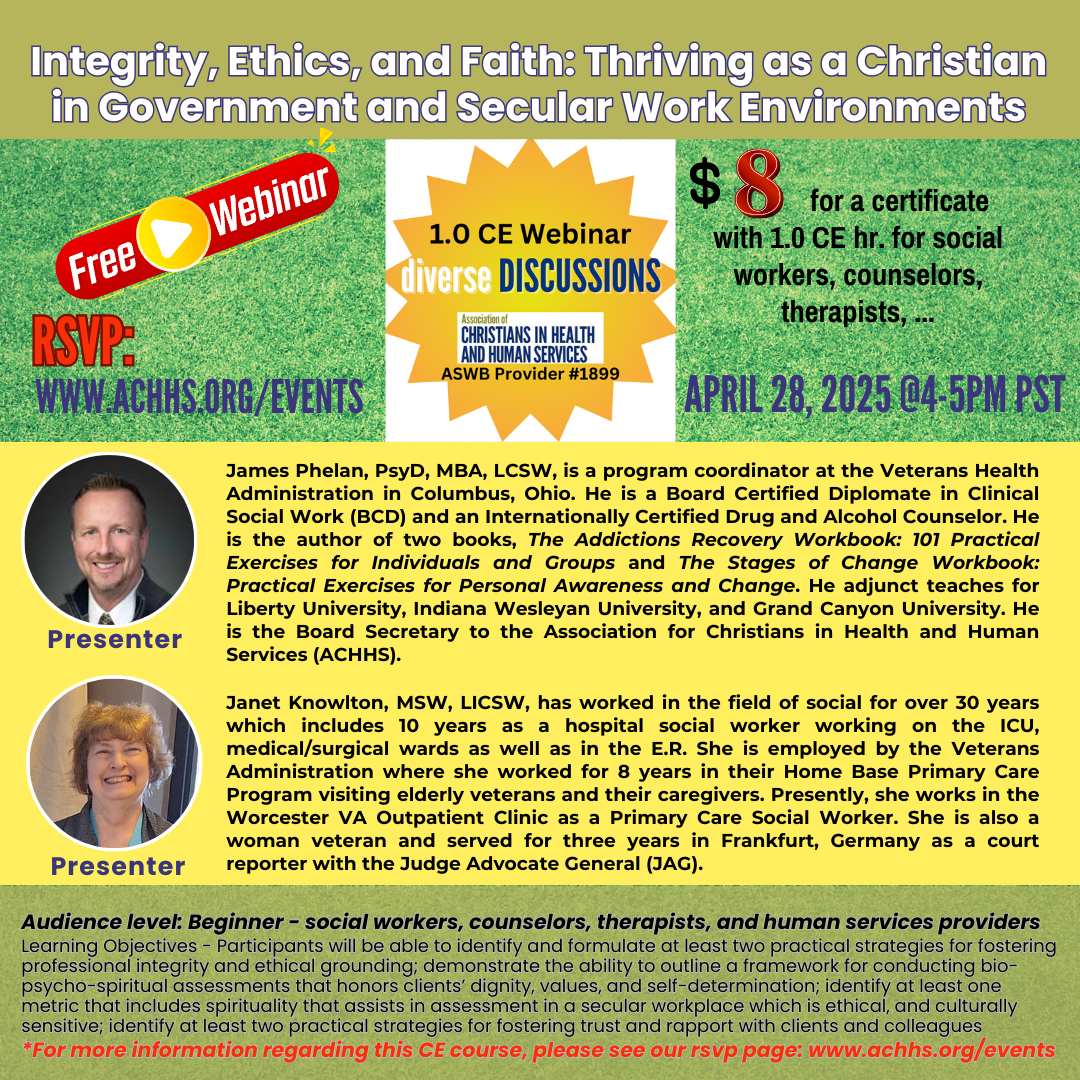 Integrity, Ethics, and Faith: Thriving as a Christian in Government and Secular Work Environments  – 1.0 CE